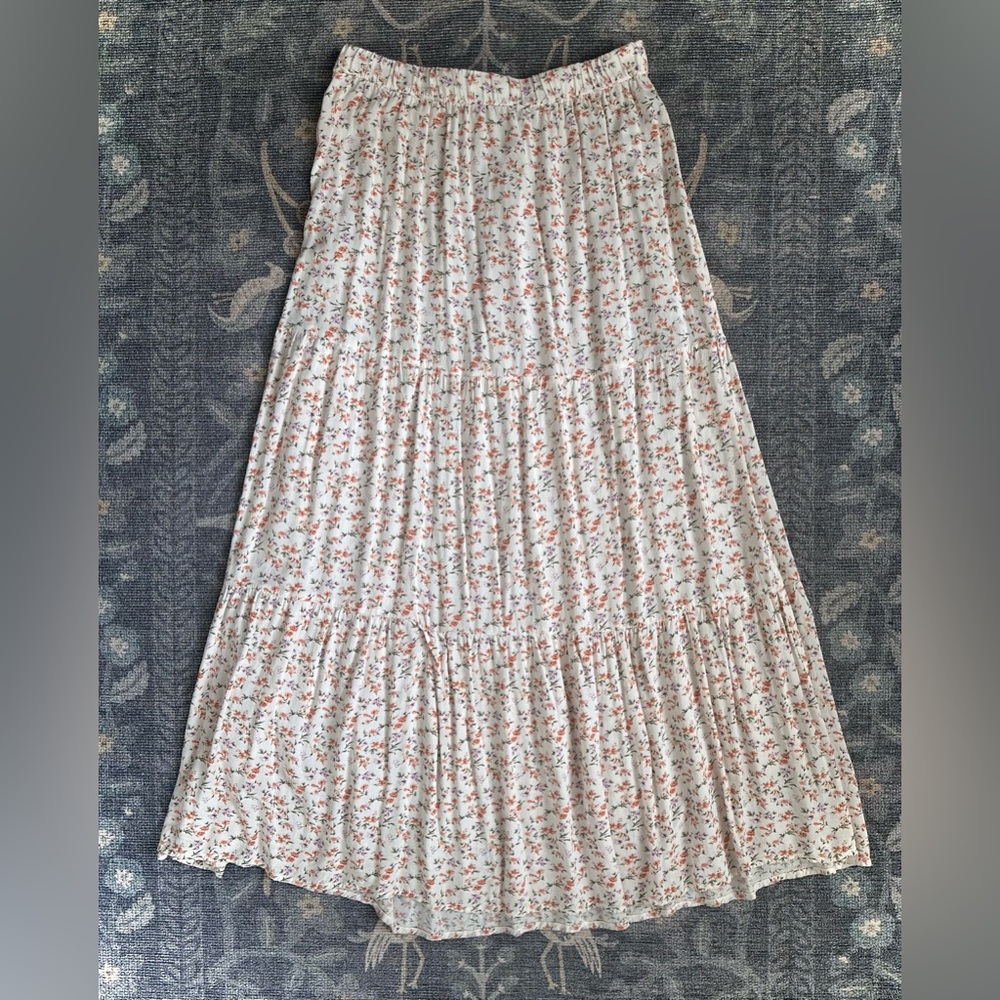 American Eagle Outfitters Floral pheasant Skirt - Cream and Orange